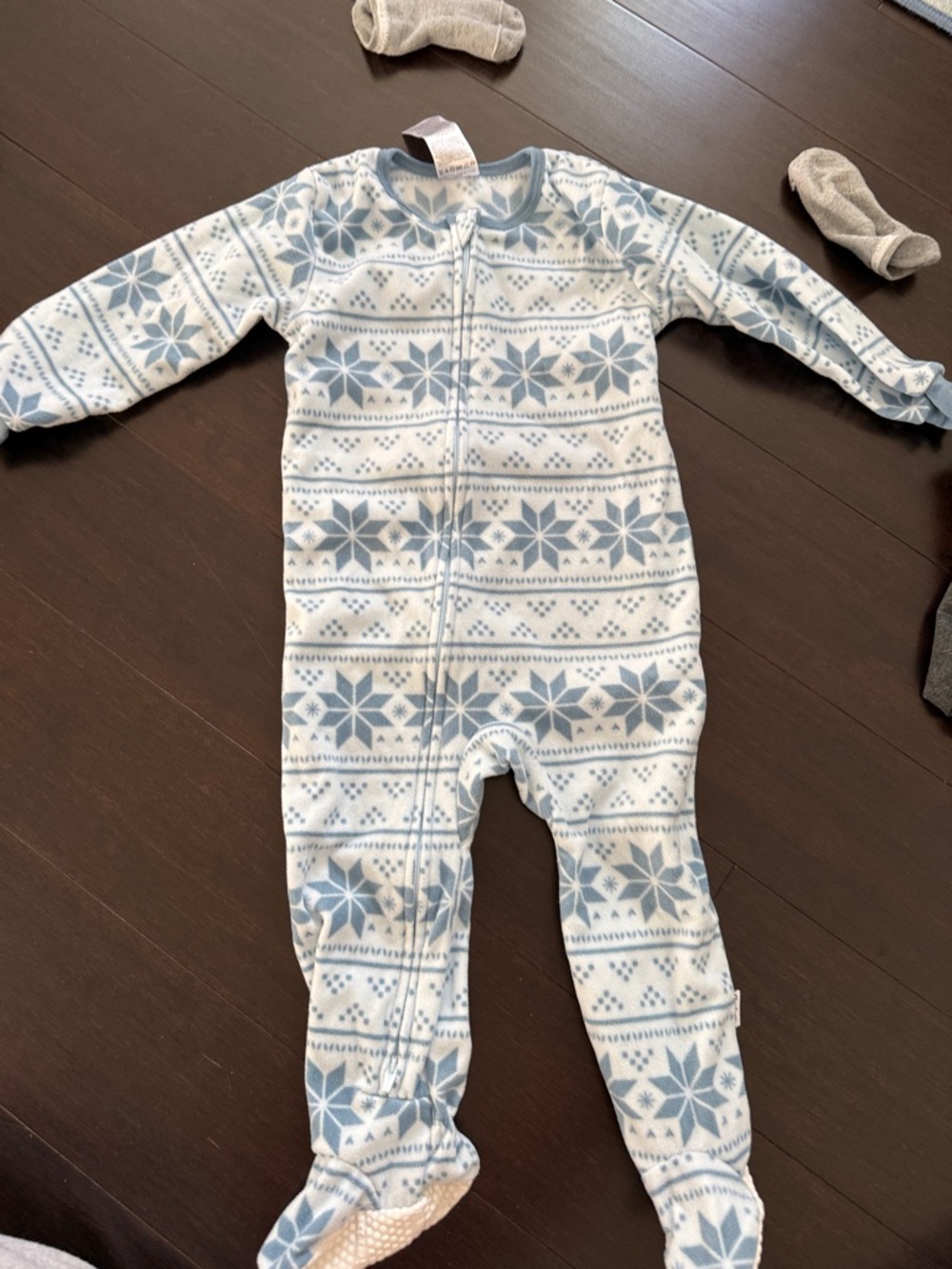 Gerber Light Blue and White Snowflake Footed One-Piece